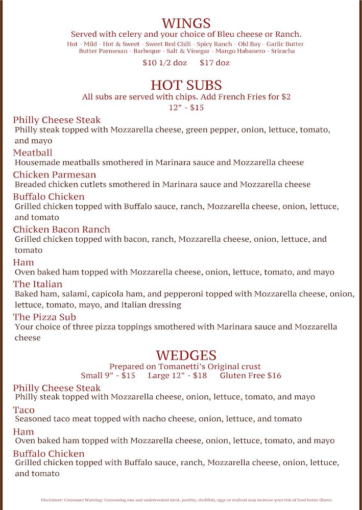 Tomanetti's Pizzeria & Italian Eatery Menu image 3